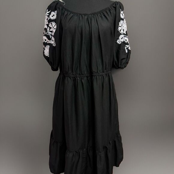 Knox Rose Dresses & Skirts - Knox Rose Dress XXL Black White Embroidered Boho Wedding Guest Casual Date